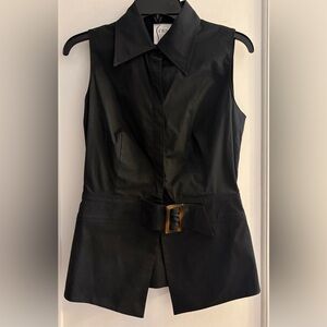 Finley “Jordan” Womens Ladder-Back Belted Collared Sleeveless Top Size Small